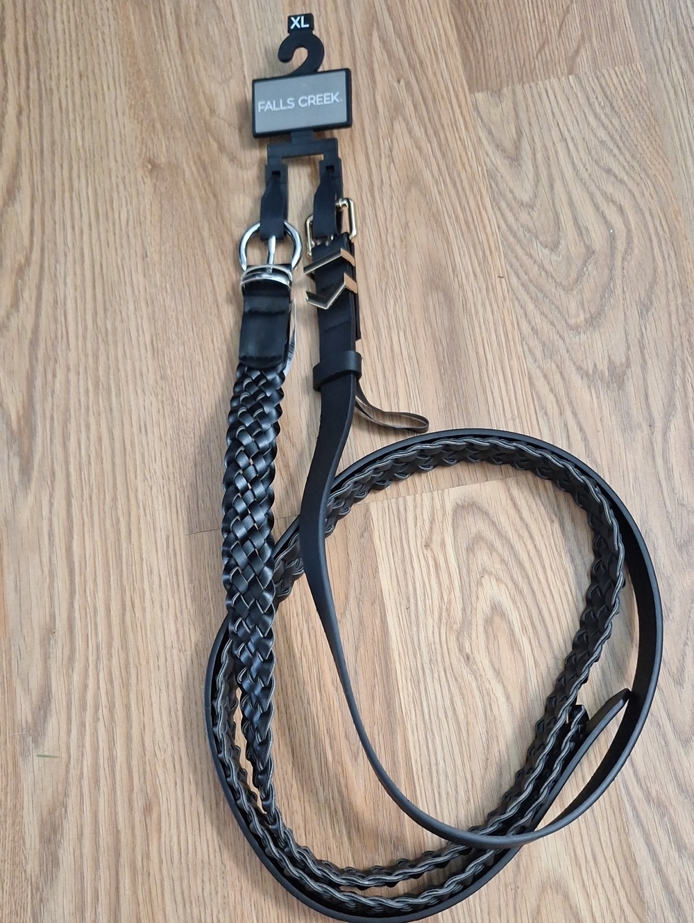 Falls Creek Womens Braided and Smooth Belt Duo with Silver & Gold Hardware XL